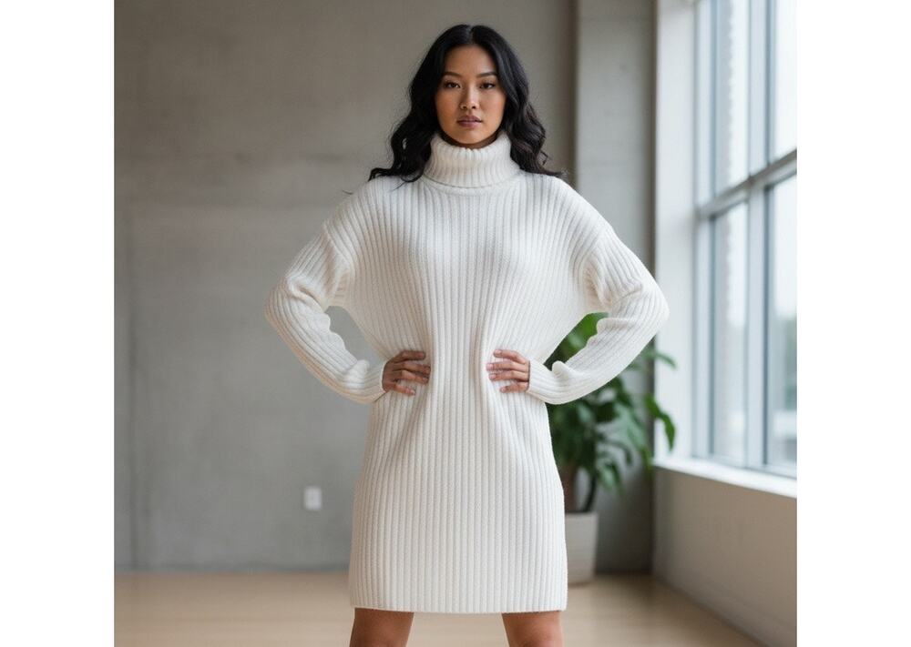 Abercrombie & Fitch White Cable Knit Long Sleeve Sweater Dress XS NWT